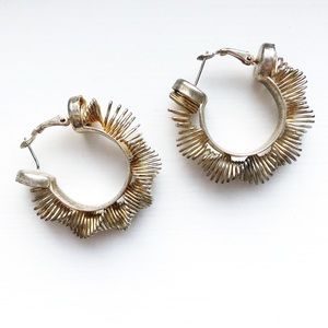 Vintage two-tone helix spiral hoop earrings